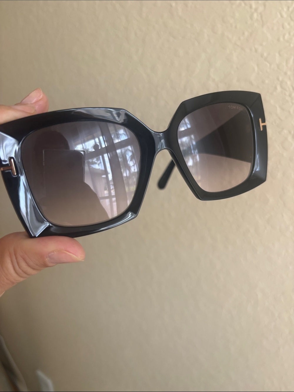 Tom Ford Jaquetta Black Square Oversized Sunglasses with Gold 'T' Accents